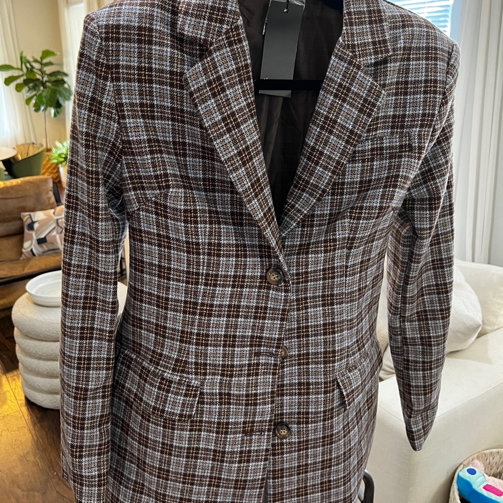 Nasty gal checkers blazer with shoulder pads brand new